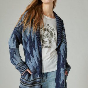 Lucky Brand Women's Lucky Heritage Cardigan Denim Combo Size Small Oversize